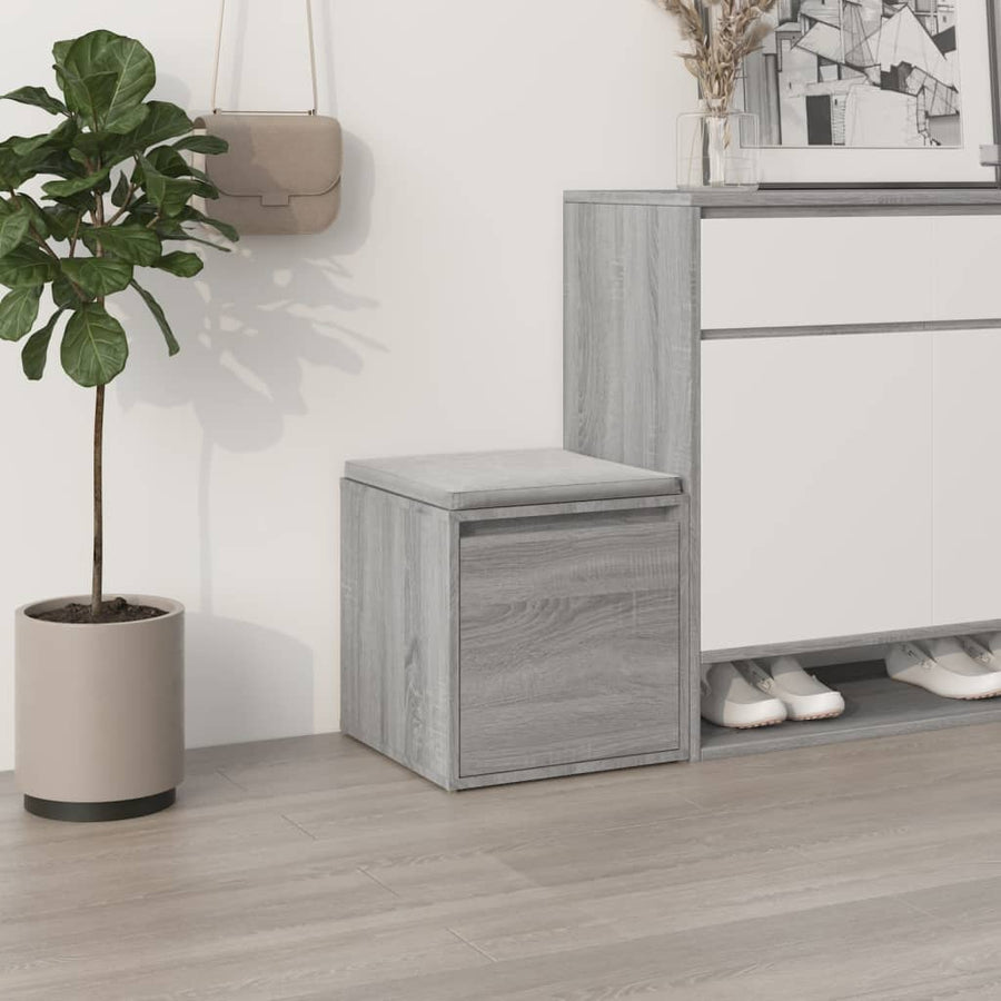 Opbergbox Met Lade 40,5X40X40 Cm Bewerkt Hout Grijs Sonoma Eik