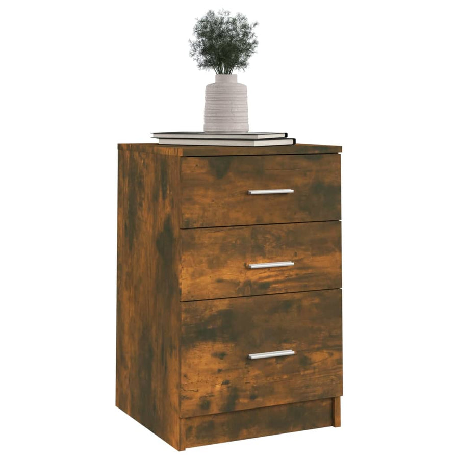 Nachtkastje 40X40X63 Cm Bewerkt Hout Gerookt Eikenkleurig
