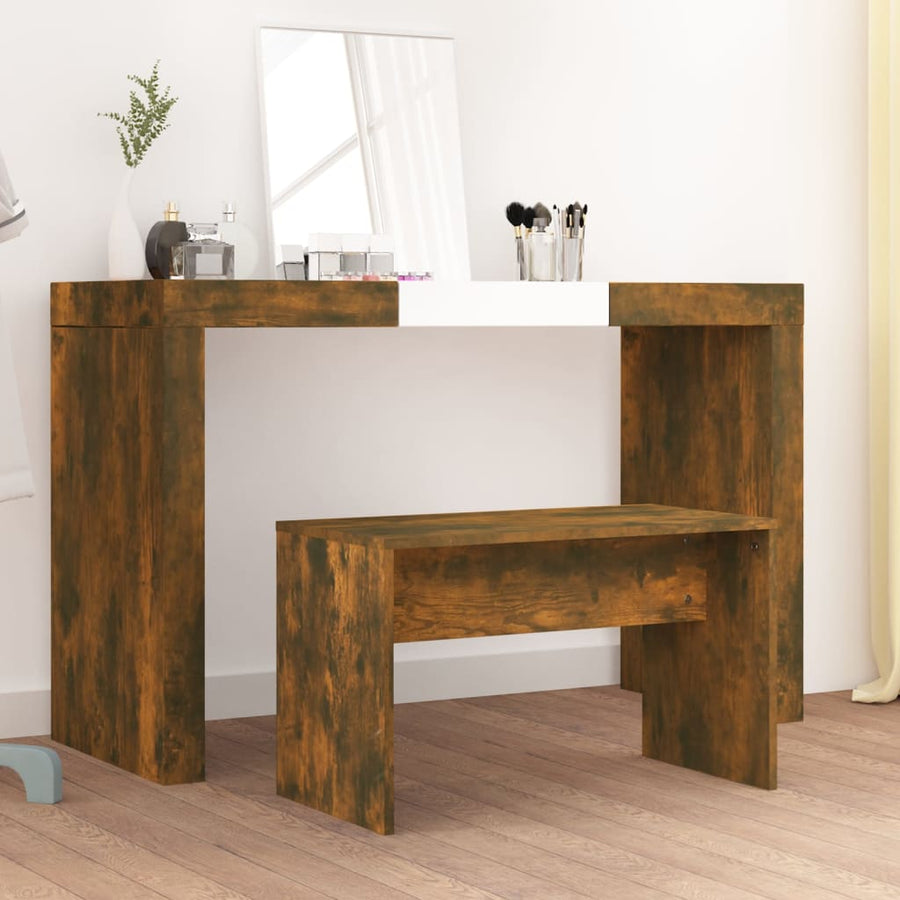 Kaptafelkruk 70X35X45 Cm Bewerkt Hout Gerookt Eikenkleurig