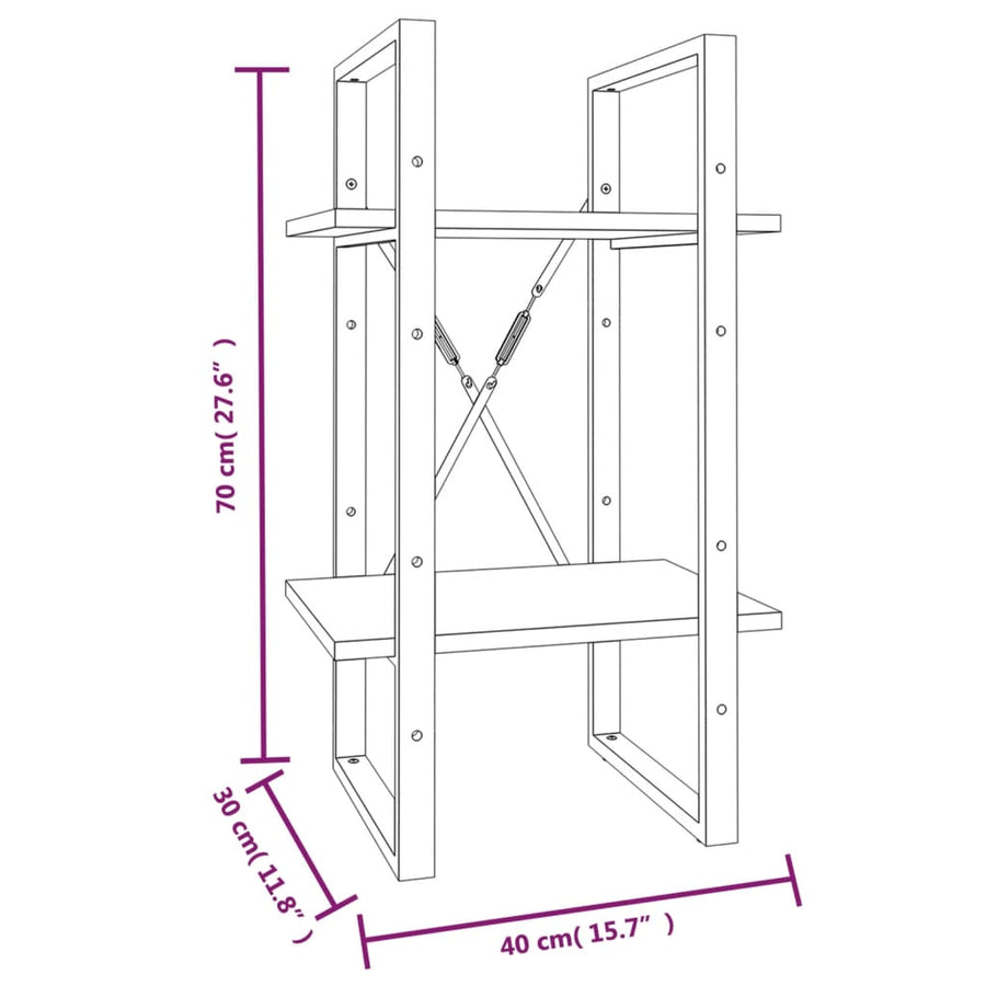 Boekenkast 2-Laags Eiken Grijs Sonoma 40 x 30 x 70 cm Bewerkt hout
