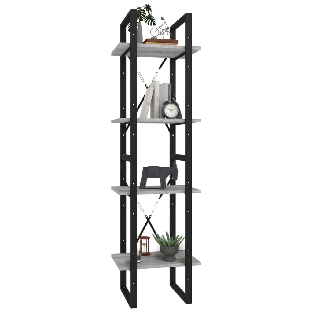 Boekenkast 4-Laags Eiken Grijs Sonoma 40 x 30 x 140 cm Bewerkt hout