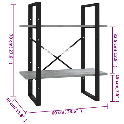 Boekenkast Eikenkleurig Grijs Sonoma 60 x 30 x 70 cm Bewerkt hout