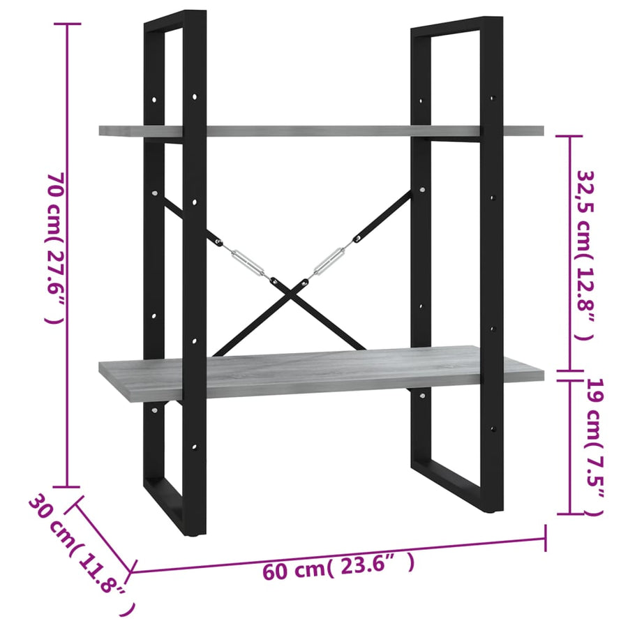 Boekenkast Eikenkleurig Grijs Sonoma 60 x 30 x 70 cm Bewerkt hout