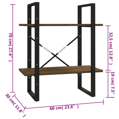 Boekenkast Bruineikenkleurig Bruin Eikenkleur 60 x 30 x 70 cm Bewerkt hout