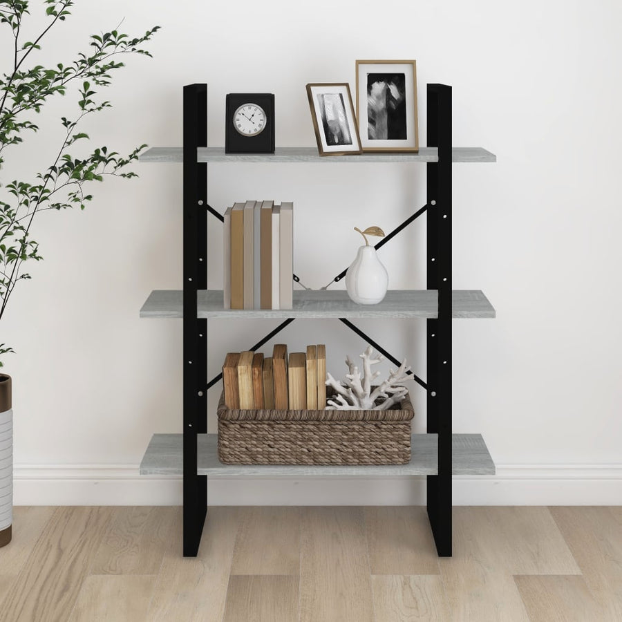 Boekenkast Eikenkleurig Grijs Sonoma 80 x 30 x 105 cm Bewerkt hout