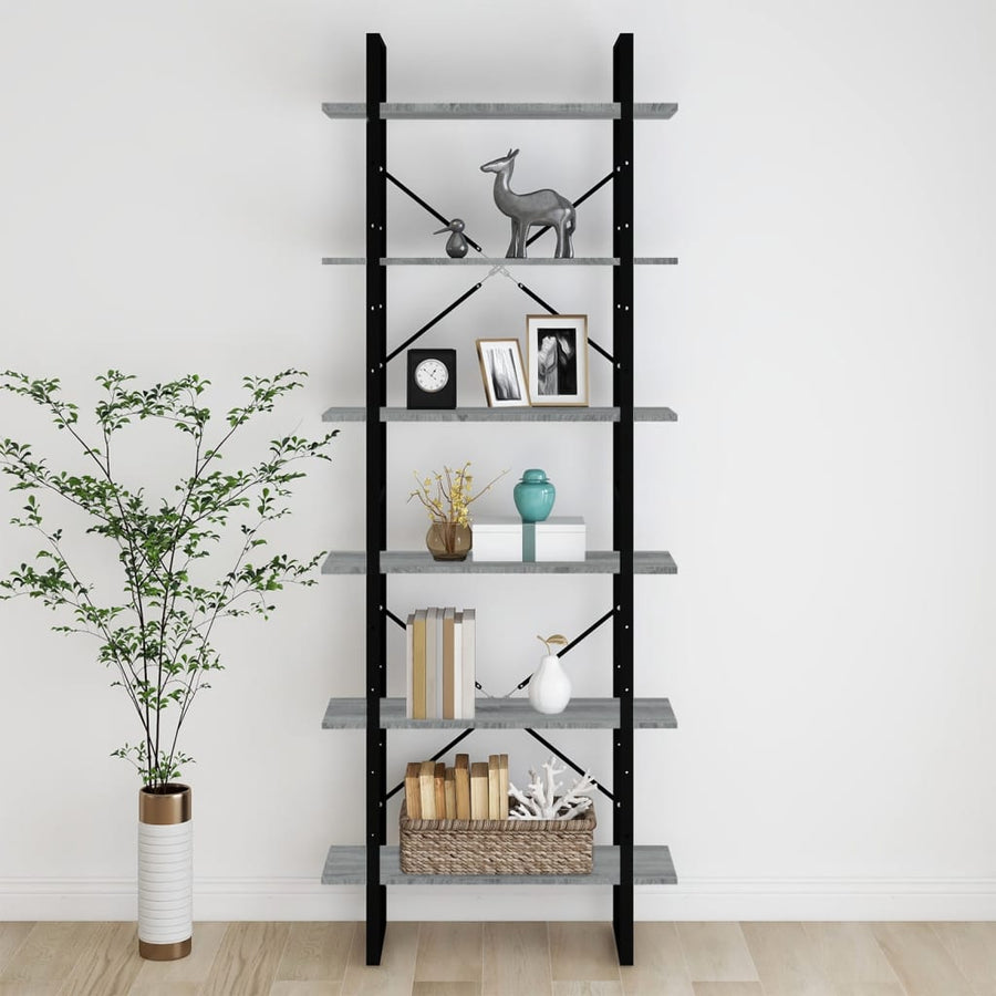 Hoge Kast Eikenkleurig Grijs Sonoma 80 x 30 x 210 cm Bewerkt hout