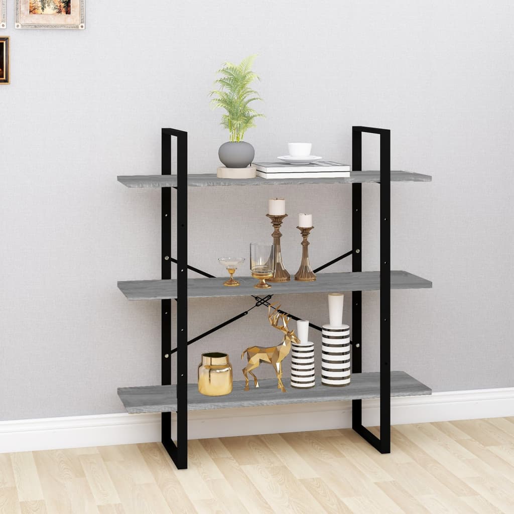 Boekenkast Eikenkleurig Grijs Sonoma 100 x 30 x 105 cm Bewerkt hout