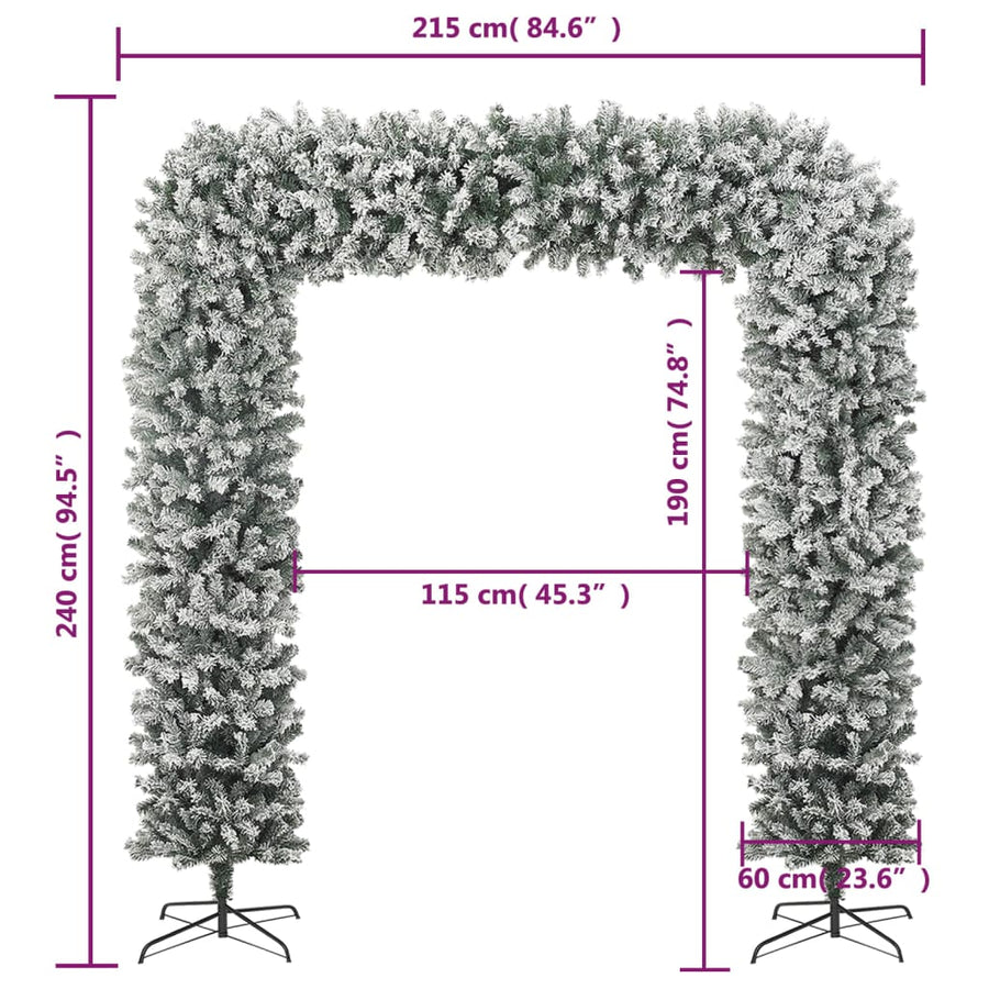 Kerstboog Met Sneeuwvlokken 240 Cm Wit En Groen 240 x 215 cm