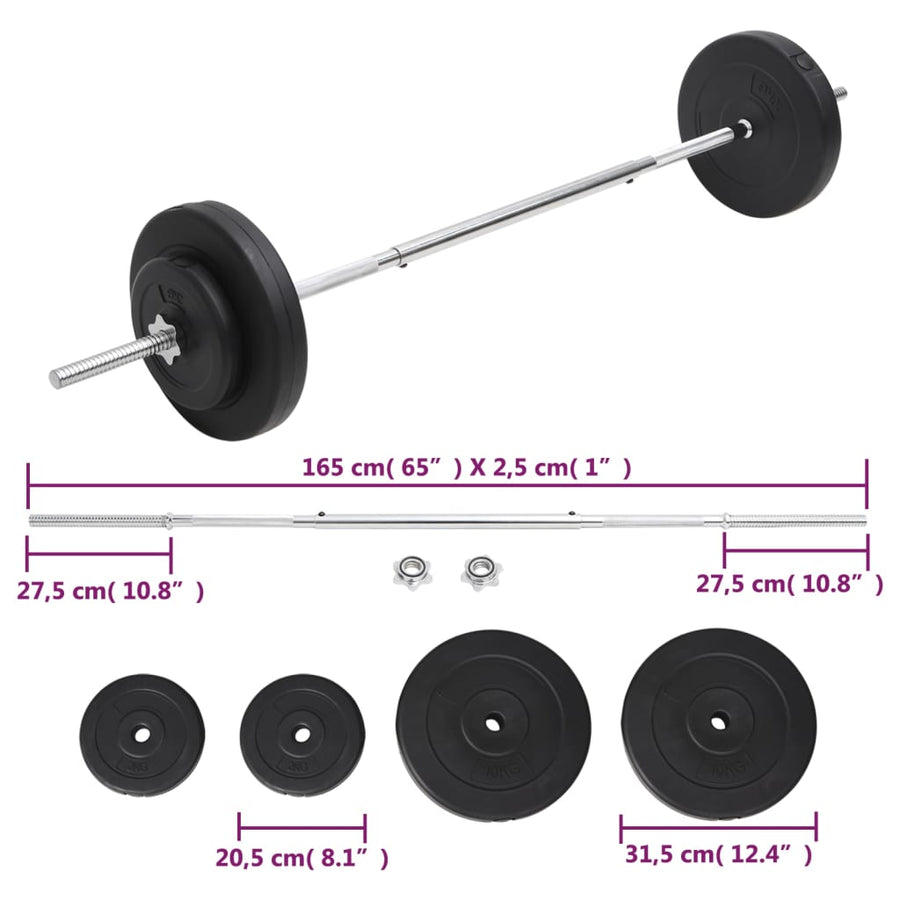 Halter Met Gewichten 30 Kg 2 x 10 kg + 2 x 2 kg