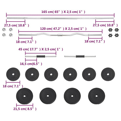 Halterset 30 kg Rechte stang + curlstang + halterstang