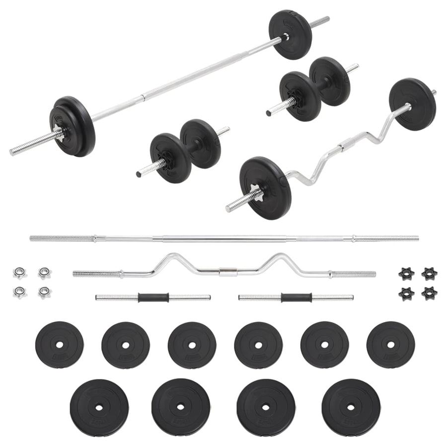 Halterset 30 kg Rechte stang + supercurlstang + halterstang