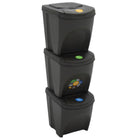 Waste bins 3 pc stackable 75 L polypropylene grey