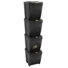 Waste bins 4 pcs stackable 100 L polypropylene grey