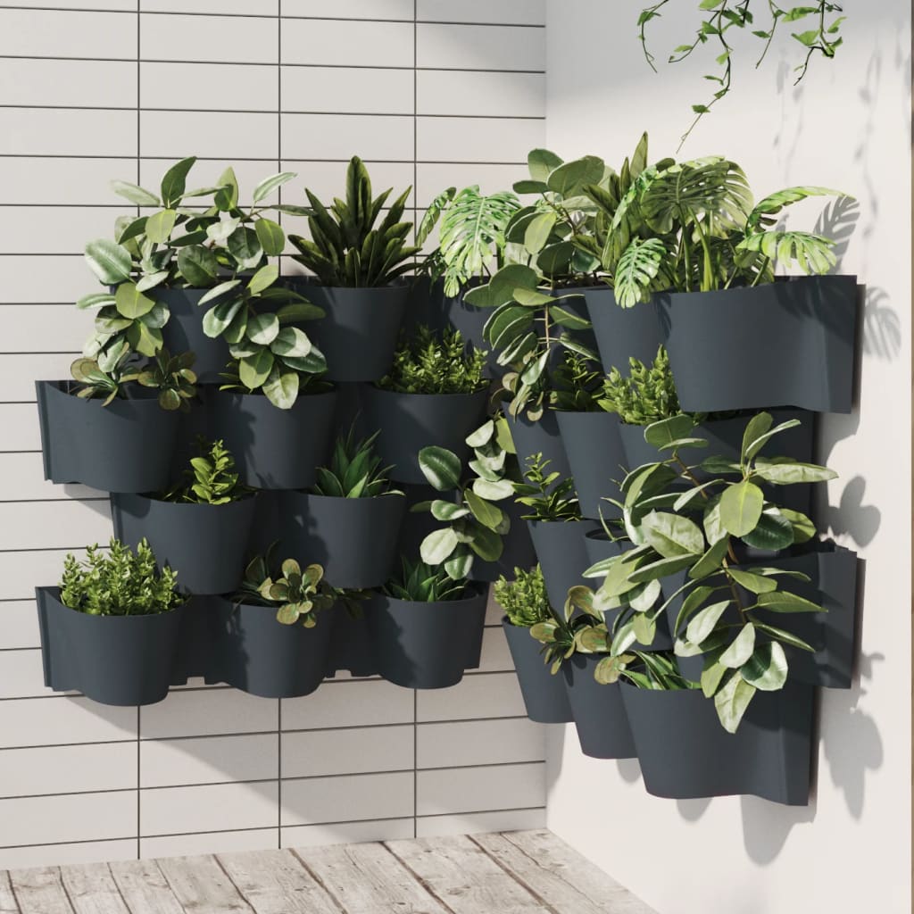 12-Delige Plantenbakkenset Verticaal Polypropeen Antracietkleur