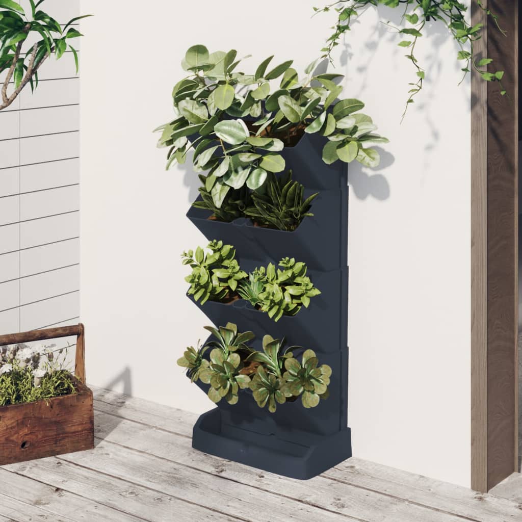 Plantenbakkenset 4 St Verticaal Polypropeen Antracietkleur