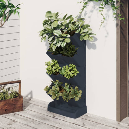 Plantenbakkenset 4 St Verticaal Polypropeen Antracietkleur