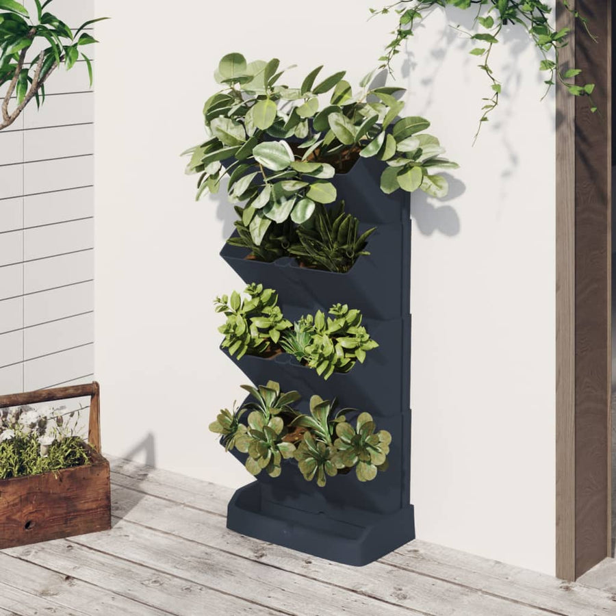 Plantenbakkenset 4 St Verticaal Polypropeen Antracietkleur