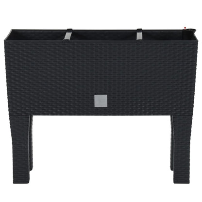 Plantenbak Verhoogd 60X25X46 Cm Pp Rattan Antracietkleurig