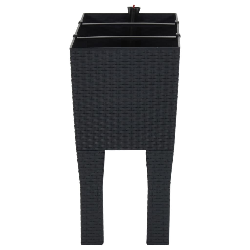 Plantenbak Verhoogd 60X25X46 Cm Pp Rattan Antracietkleurig