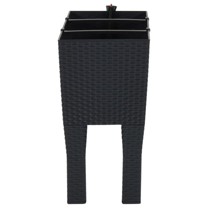 Plantenbak Verhoogd 60X25X46 Cm Pp Rattan Antracietkleurig