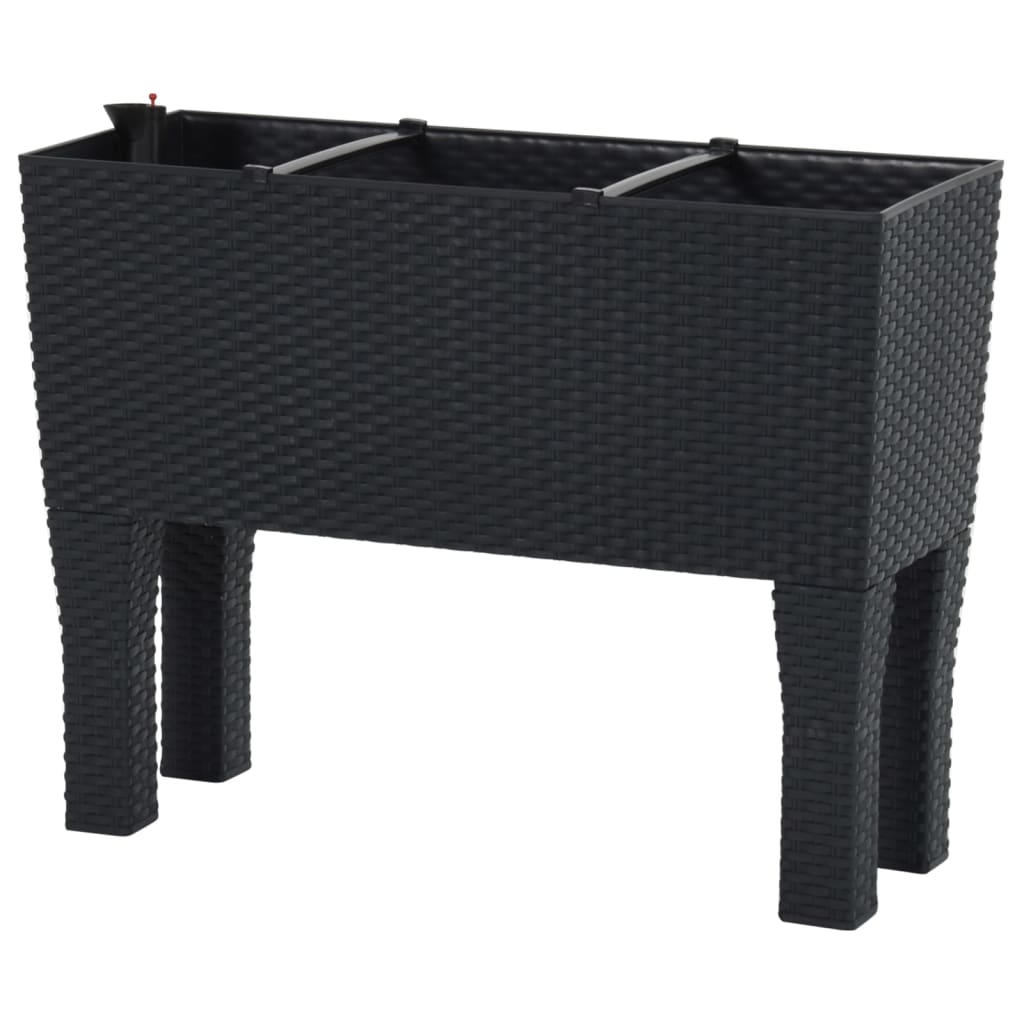 Plantenbak Verhoogd 60X25X46 Cm Pp Rattan Antracietkleurig