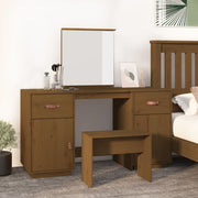 Kaptafel met spiegel massief grenenhout honingbruin 95x50x134 cm