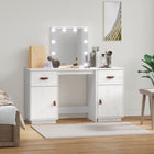 Kaptafel massief grenenhout wit met LED 135x50x134 cm