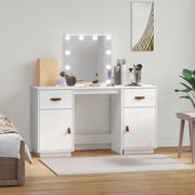 Kaptafel massief grenenhout wit met LED 135x50x134 cm