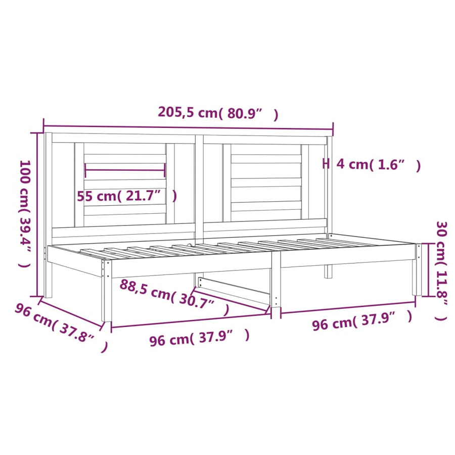 Slaapbank 90X200 Cm Massief Grenenhout Wit