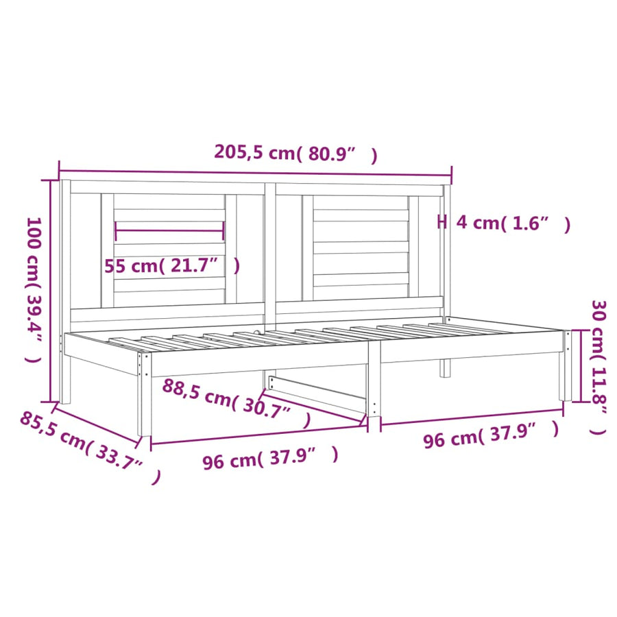 Slaapbank 80X200 Cm Massief Grenenhout Wit