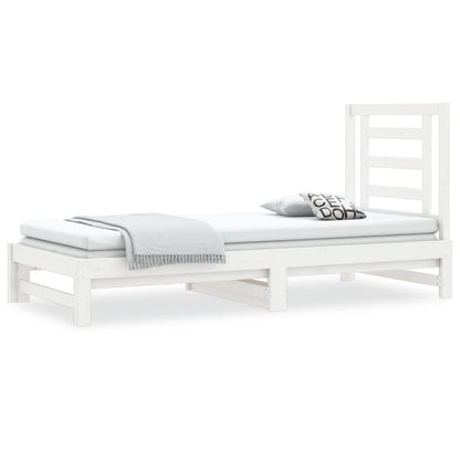 Slaapbank Uitschuifbaar Massief Grenenhout Wit 2X(90X200) Cm