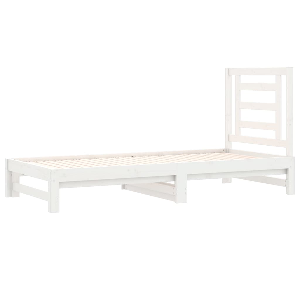Slaapbank Uitschuifbaar Massief Grenenhout Wit 2X(90X200) Cm