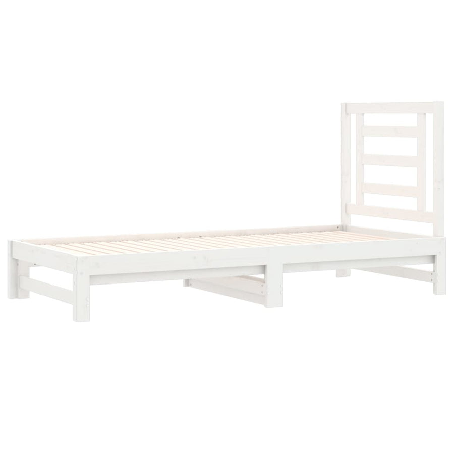 Slaapbank Uitschuifbaar Massief Grenenhout Wit 2X(90X200) Cm