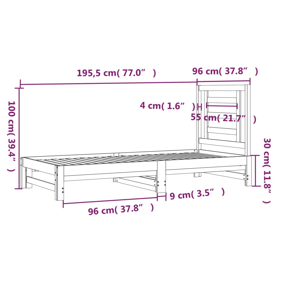 Slaapbank Uitschuifbaar Massief Grenenhout 2X(90X190) Cm