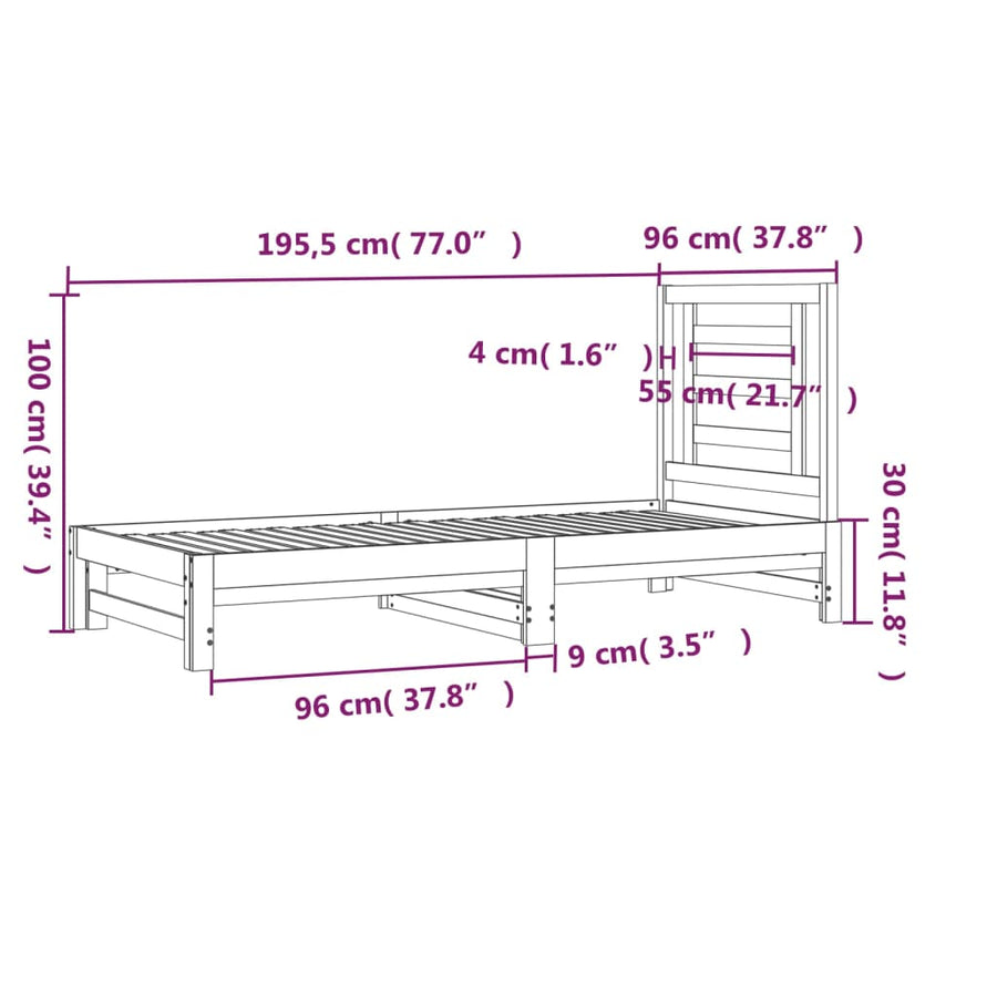 Slaapbank Uitschuifbaar Massief Grenenhout 2X(90X190) Cm
