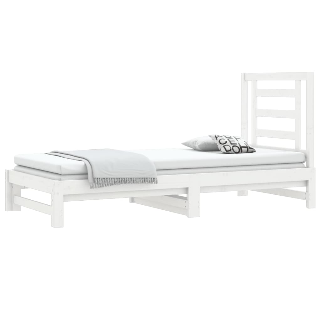 Slaapbank Uitschuifbaar Massief Grenenhout Wit 2X(90X190) Cm