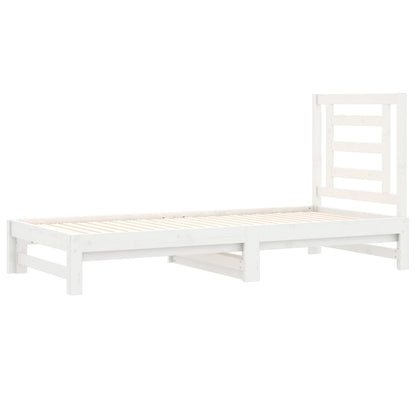 Slaapbank Uitschuifbaar Massief Grenenhout Wit 2X(90X190) Cm