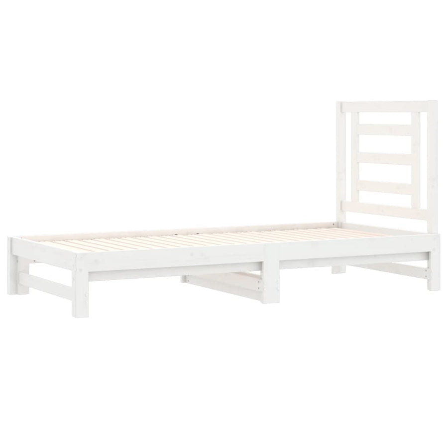 Slaapbank Uitschuifbaar Massief Grenenhout Wit 2X(90X190) Cm