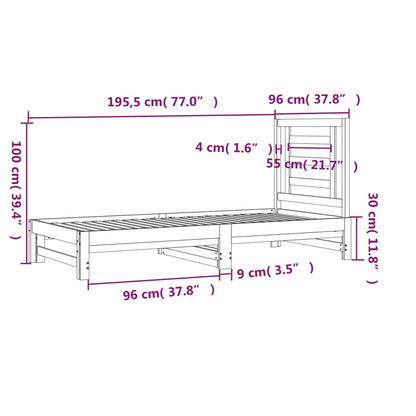 Slaapbank Uitschuifbaar Massief Grenenhout Wit 2X(90X190) Cm