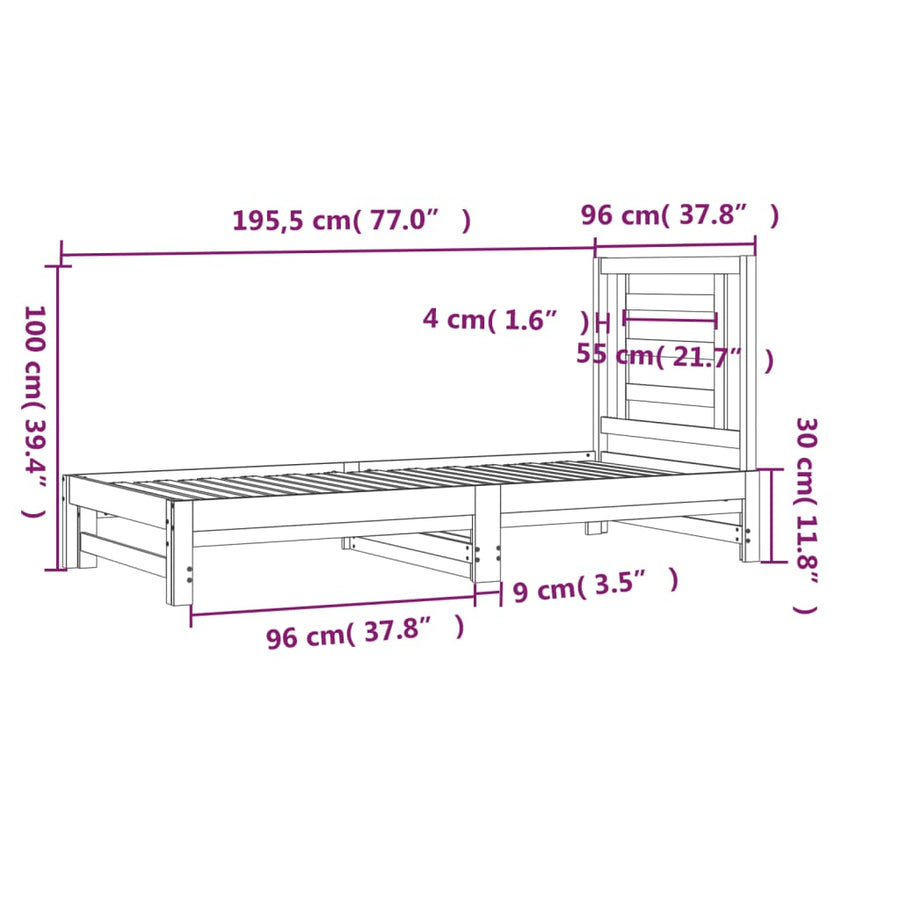 Slaapbank Uitschuifbaar Massief Grenenhout Wit 2X(90X190) Cm