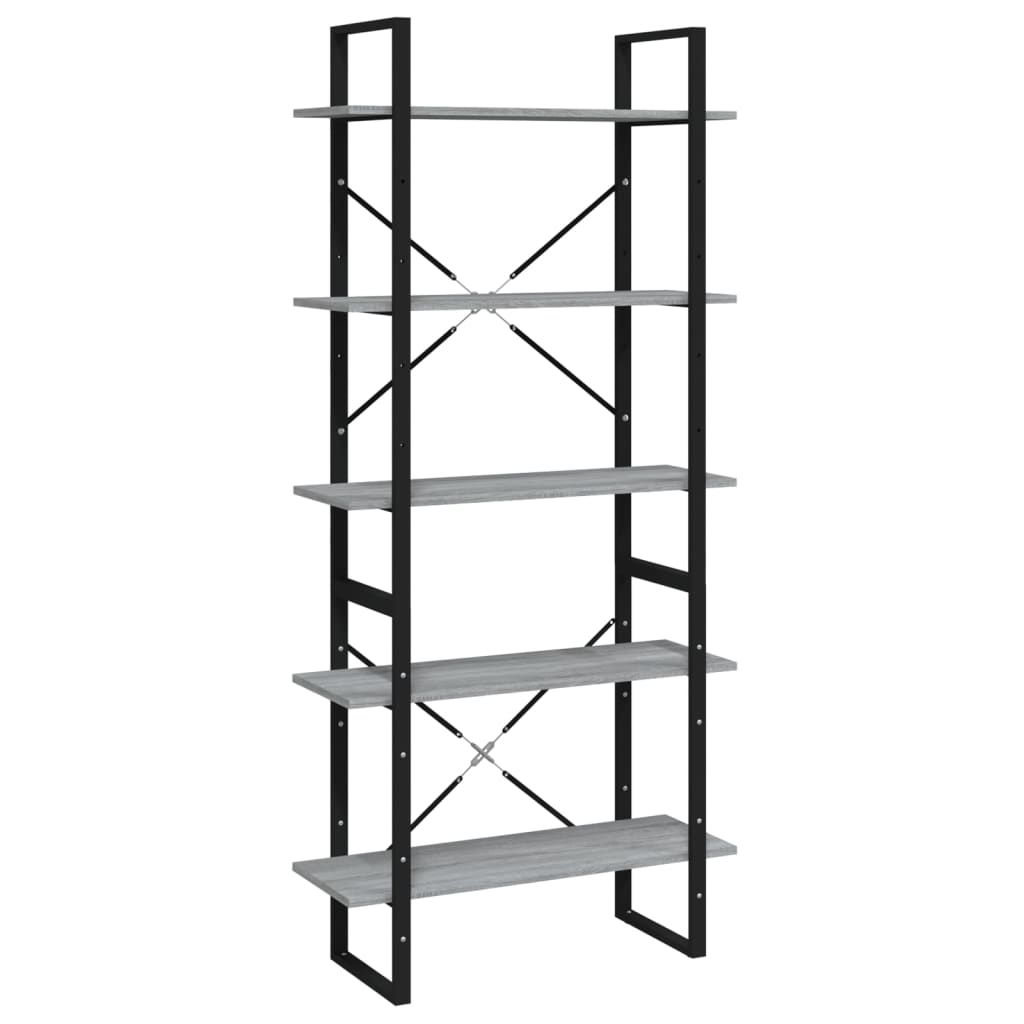 Boekenkast Bewerkt Hout Eikenkleurig 80 x 30 x 175 cm Grijs sonoma