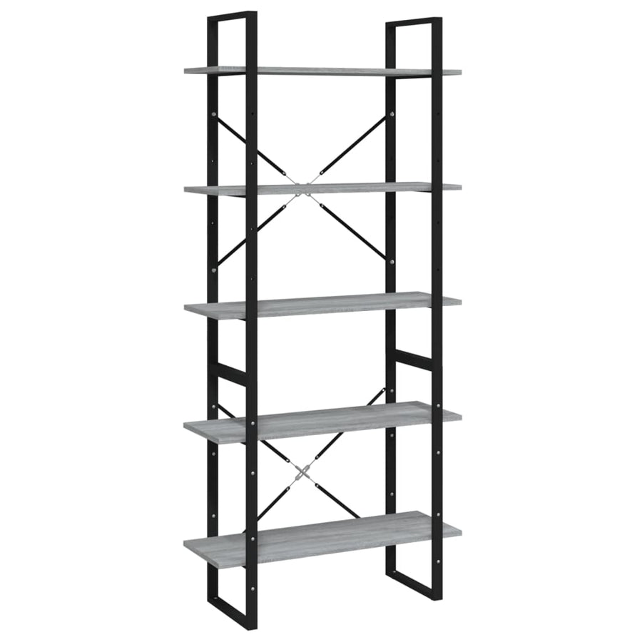 Boekenkast Bewerkt Hout Eikenkleurig 80 x 30 x 175 cm Grijs sonoma