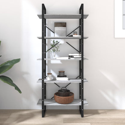 Boekenkast Bewerkt Hout Eikenkleurig 80 x 30 x 175 cm Grijs sonoma