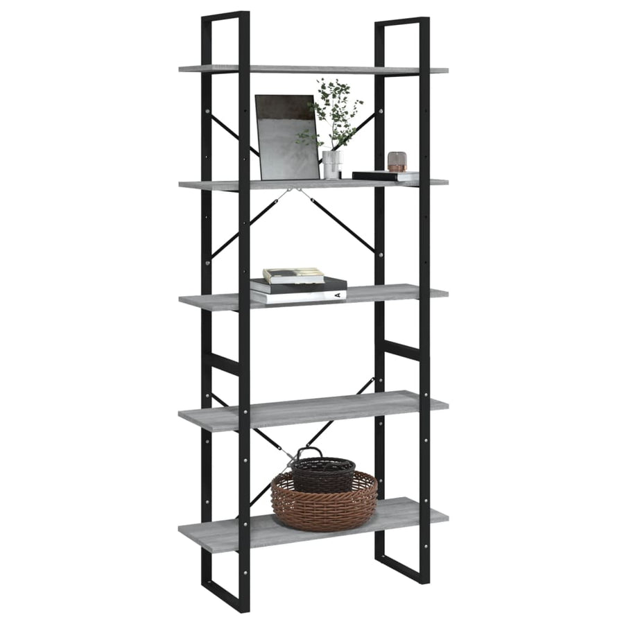 Boekenkast Bewerkt Hout Eikenkleurig 80 x 30 x 175 cm Grijs sonoma