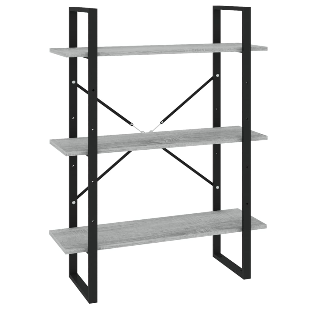 Boekenkast Bewerkt Hout Eikenkleurig 80 x 30 x 175 cm Grijs sonoma