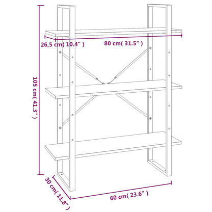 Boekenkast Bewerkt Hout Eikenkleurig 80 x 30 x 175 cm Grijs sonoma