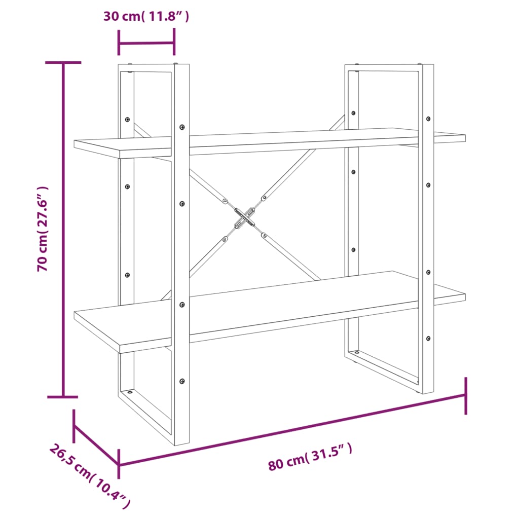 Boekenkast Bewerkt Hout Eikenkleurig 80 x 30 x 175 cm Grijs sonoma