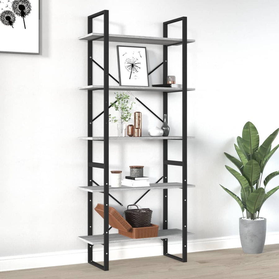Boekenkast Bewerkt Hout Eikenkleurig 80 x 30 x 175 cm Grijs sonoma