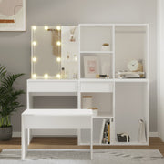 Kaptafel met LED bewerkt hout wit 60x40x140 cm
