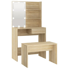 Kaptafelset Met Led's Bewerkt Hout Kleurig 74.5 x 40 x 141 cm
